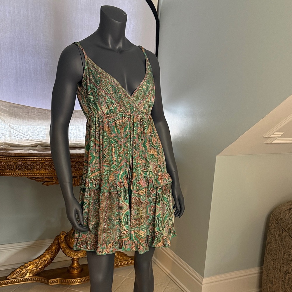 Paisley V-Neck Mini Dress